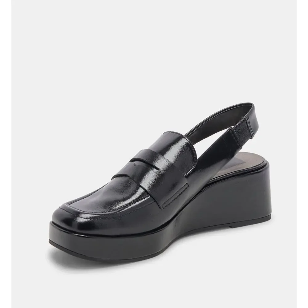 Dolce Vita Nada Black Crinkle Patent Loafer 9